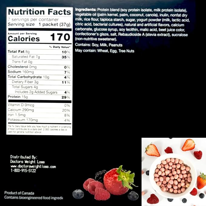 ProtiWise High Protein Soy Snacks | Berry Coated | | 15g Protein, Low Sugar, Low-Carb Snack for Hunger Control & Energy Boost | Gluten Free, KETO Friendly | 7/Box