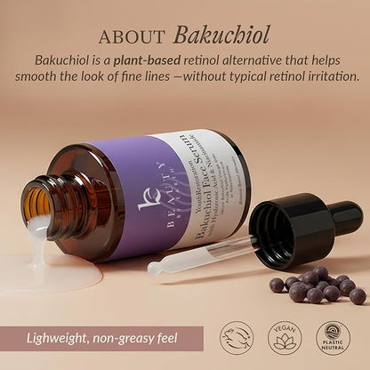 Bio Retinol Alternative Bakuchiol Serum - Smooths Skin & Reduces Fine Lines, USA Made with Natural & Organic Ingredients, Anti-Aging Skin Care Formula, Vegan, Cruelty Free