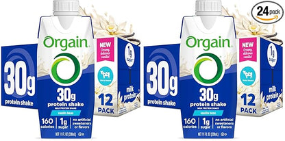 Orgain 30g High Protein Shake, Dairy Isolate Milk Protein, Vanilla Bean, 5g BCAAs, 1g Sugar per Serving, Meal Replacement, Ready to Drink, Keto Friendly, Gluten-Free, 11 Fl Oz, (Pack of 24)