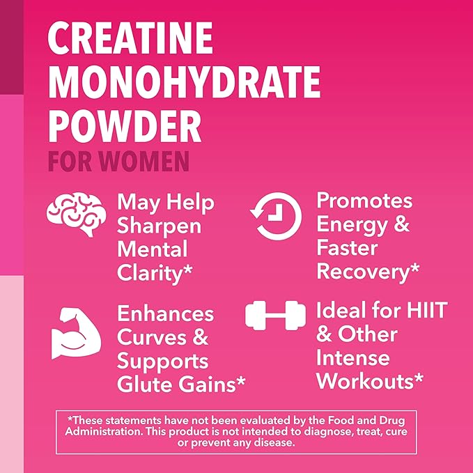 Creatine for Women - Formulated for Women - 3g Micronized Creatine Monohydrate Per Serving to Support Energy, Lean Muscle Mass, and Mental Clarity - Unflavored, Vegan, Non-GMO, 100 Servings