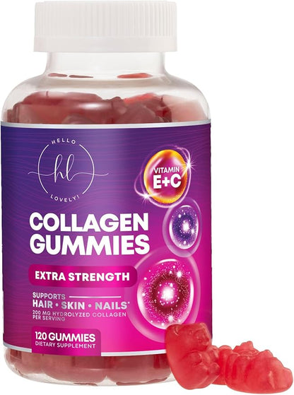 Collagen Peptides Gummies - 2500 mcg D-Biotin Per Serving - Hydrolyzed Protein Type I & III Multi Collagen Supplement with Vitamin C & Zinc - Support for Hair, Skin, Nails, Berry Flavor - 120 Gummies