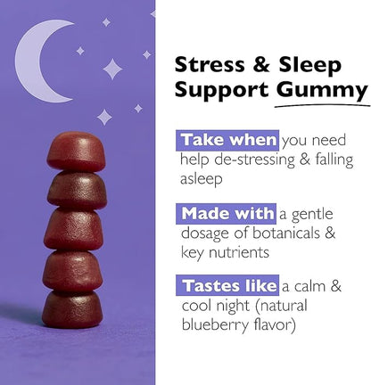 RESCUE Bach Plus Sleep & Stress Support Gummies, Nighttime Dietary Supplement with 1mg Melatonin, Ashwagandha, Chamomile, Lavender & Vitamin B6, Natural Blueberry Flavor, Vegan & Gluten-Free, 3 Pack,