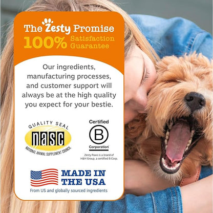 Zesty Paws Turmeric Curcumin for Dogs - for Hip & Joint Mobility Supports Canine Digestive Cardiovascular & Liver Health - Coconut Oil for Skin Health with 95% Curcuminoids + BioPerine Bacon, 90 Count