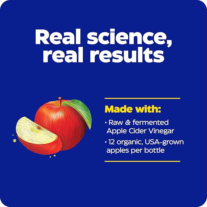 Enzymedica, Apple Cider Vinegar Gummies, Made with The Mother, 12 Organic, USA-Grown Apples per Bottle,1000 mcg Vitamin B12 per Serving, Natural Apple, 74 Count