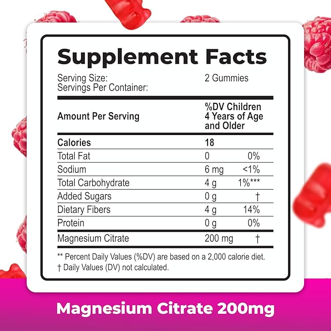 DR. MORITZ Sugar-Free Calm Magnesium Gummies for Kids and Adults - Non-GMO Magnesium Citrate Gummies - Raspberry Flavor - 3-Pack (180 Count)