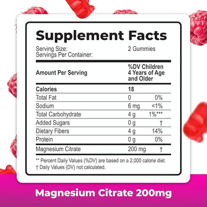 DR. MORITZ Sugar-Free Calm Magnesium Gummies for Kids and Adults - Non-GMO Magnesium Citrate Gummies - Raspberry Flavor - 3-Pack (180 Count)