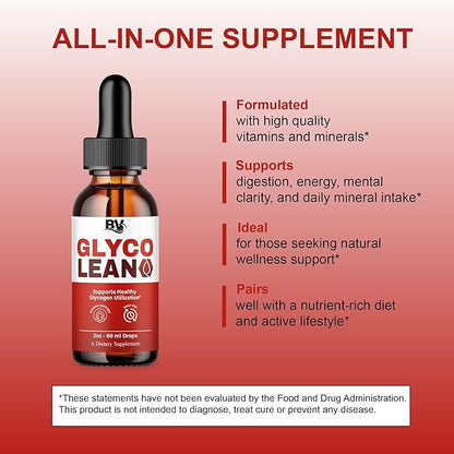 BLUE VIBE Glyco Lean Drops, Glyco Lean Liquid Drop Supplement Maximum Strength Overall Health & Wellness Support, GlycoLean Daily Health Support Liquid Formula Supplement (1 Pack - 2oz / 60ml)