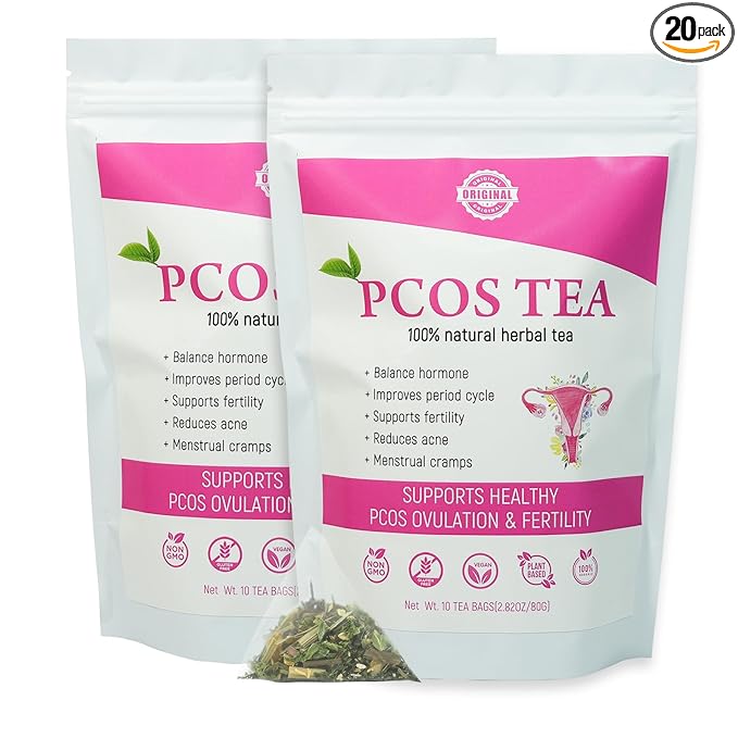 Laicuherb PCOS Fertility Tea for Women, Pack of 2, Women’s PCOS Herbal Tea with Spearmint & Nettle Leaf, Smooth & Mild Flavor