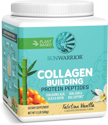 Sunwarrior Vegan Collagen Protein Powder Plant-Based | Silica Hyaluronic Acid Minerals Biotin Soy Free Dairy Free Gluten Free Non-GMO | Vanilla 20 Servings | Collagen Building Peptides