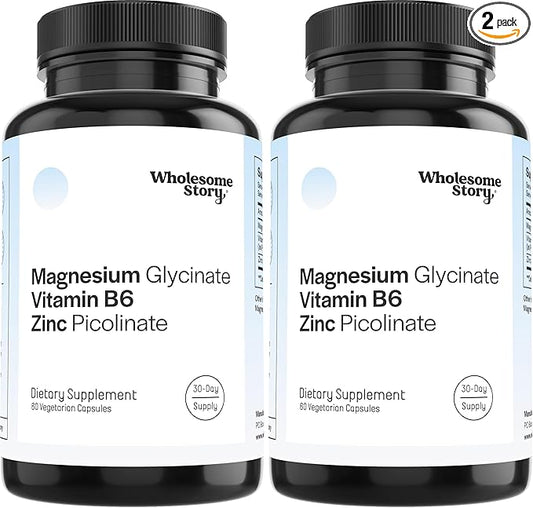 Zinc Picolinate, Magnesium Glycinate Supplements with P5P Vitamin B6 | Magnesium and Zinc Vitamin | Reproductive & Fertility Health, Hormone Balance, Immune System Support | 30 Day Supply (Pack of 2)