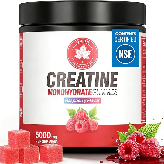 Creatine Gummies, NSF Certified, 5g Creatine Monohydrate per Serving with Taurine & B12, Raspberry Flavor, 160 Count, for Men & Women