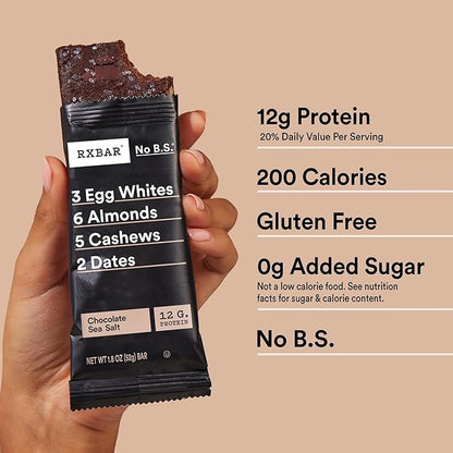 RXBAR Protein Bars, Protein Snack, Snack Bars, Chocolate Sea Salt, 18.3oz Box (10 Count)
