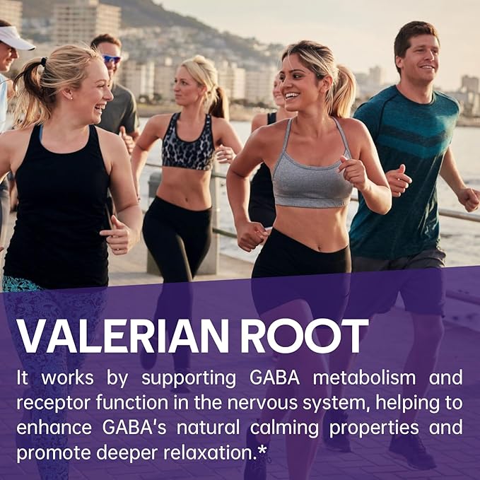 600mg GABA Sleep Aid* for Adults with 200mg Valerian Root, 100mg L-theanine, 60mg 5-HTP | Helps The Body Ease Into Sleep* & Maintain Deep Restful Sleep*, 60 Capsules, 30 Day Supply