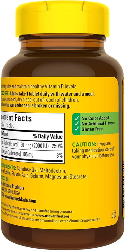 Vitamin D3, 220 Tablets, Vitamin D 2000 IU (50 mcg) Helps Support Immune Health, Strong Bones and Teeth, & Muscle Function, 250% of Daily Value for Vitamin D in One Daily Tablet