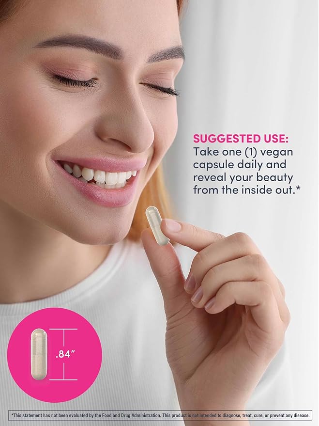 NeoCell Hyaluronic Acid Capsules | 60 Pills | 125 mg | Daily Hydration | Hair, Skin & Nails | Vegan Supplement