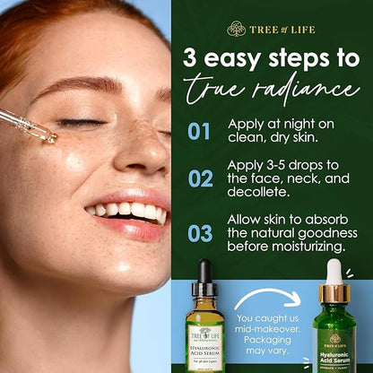 Tree of Life Beauty Hyaluronic Acid Serum, Skin Brightening Face Oil for Dark and Age Spots, Facial Serums for Dry and Sensitive Skin Care with Vitamin E for Soft Smooth Skin, 1 Fl Oz