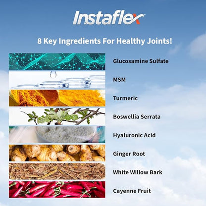 Instaflex Joint Support Supplement for Men and Women - Glucosamine, MSM, White Willow, Turmeric, Ginger, Cayenne, Hyaluronic Acid - 180 Capsules