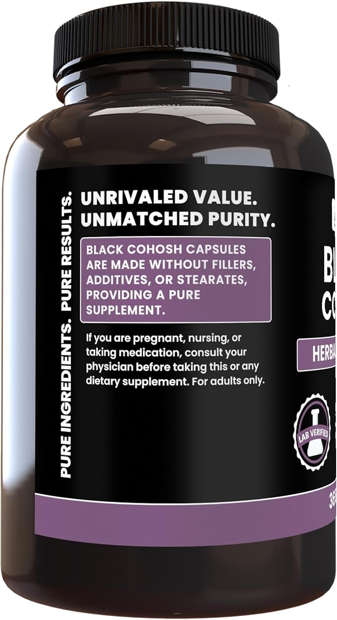 Pure Original Ingredients Black Cohosh (365 Capsules) No Magnesium Or Rice Fillers, Always Pure, Lab Verified