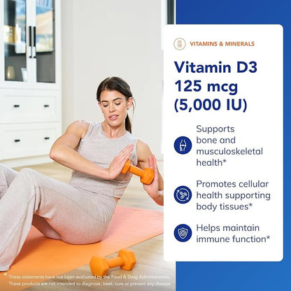 Pure Encapsulations Vitamin D3 125 mcg (5,000 IU) - Supplement to Support Bone, Joint, Breast, Heart, Colon, and Immune Health* - with Vitamin D - 60 Capsules