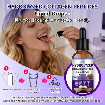 Multi Collagen Peptides Liquid Drop w. Types I II III V X Hyaluronic Acid Vitamin C Biotin for Joint, Skin, Hair & Nail Health, Hydrolyzed Liquid Collagen High Absorption for Women Men Grass Fed