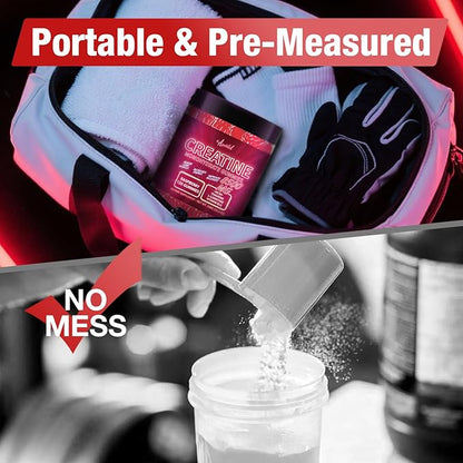 Creatine Monohydrate Gummies Complex 8500 MG for Men & Women, Creatine Monohydrate Supplement for Muscle Growth, Strength & Energy Support, Pre Workout Gummies 120 Count Raspberry Flavor