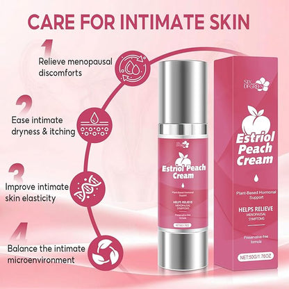 Natural Silky Peach Cream for Women, Plant-Based Estrogen Cream - Relieves Menopausal Vaginal Dryness & Itching, Regulates Female Hormonal Balance (1.76 fl.oz)
