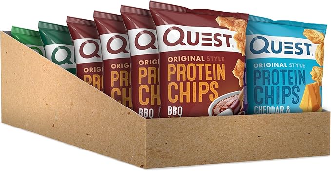 Quest Nutrition Protein Chips Variety Pack (BBQ, Cheddar & Sour Cream, Sour Cream & Onion) and Quest Nacho Cheese Tortilla Style Protein Chips