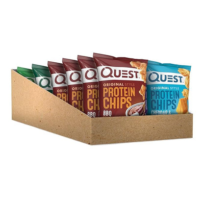 Quest Nutrition Protein Chips Variety Pack,BBQ,Cheddar & Sour Cream,Sour Cream & Onion,High Protein,Low Carb,1.1 oz,(Pack of 24)