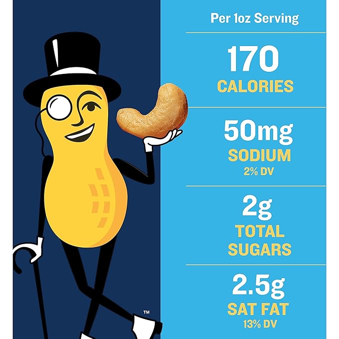 PLANTERS Deluxe Lightly Salted Cashews,Party Snacks,Plant-Based Protein,Quick Snack for Adults,After School Snack,Flavored with Sea Salt,Kosher,1lb 2.25oz,(Pack of 2)