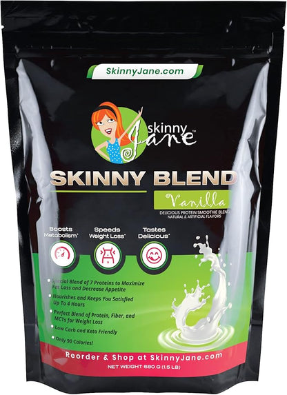 Skinny Blend – High Protein Shake for Women – Low Carb, Keto Friendly Meal Replacement – Satisfies Hunger & Boosts Energy – Creamy Vanilla – 30 Shakes