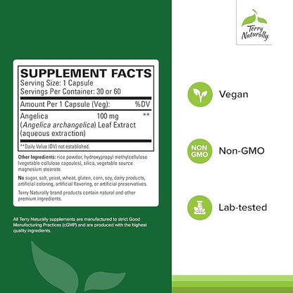 Terry Naturally SagaPro Bladder Health - 100 mg Angelica Archangelica, 60 Vegan Capsules - Bladder Strength & Function Support for Men & Women - Non-GMO, Gluten-Free - 60 Servings
