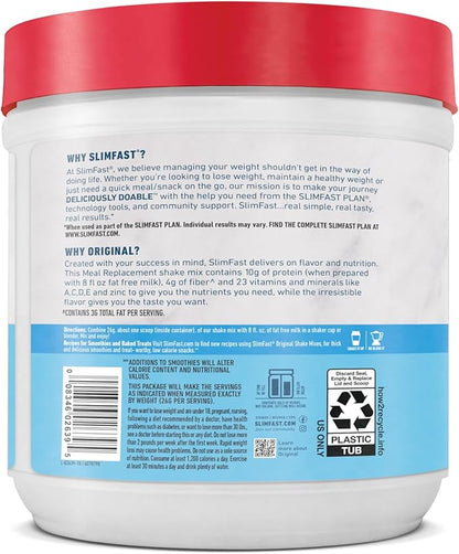 SlimFast Meal Replacement Powder, Original Strawberries & Cream, Weight Loss Shake Mix, 10g of Protein, 14 Servings (Pack of 3) (Packaging May Vary)