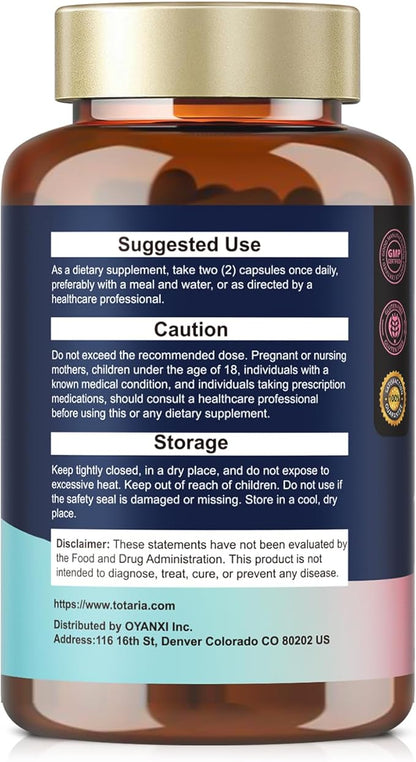 Vaginal Probiotics for Women Vaginal Moisturizer, pH, Odor, Flora, Hormones, Comfort, Mood & Relaxation, 30-in-1 Vaginal Moisture Plus with Slippery Elm Bark, Hyaluronic Acid, Fenugreek - 120 Caps