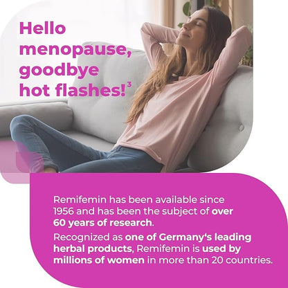 Remifemin Menopause Symptoms Relief - Clinically Proven Ingredients - Menopause Supplements - Black Cohosh - Estrogen-Free - Made in Germany - 120 Tablets