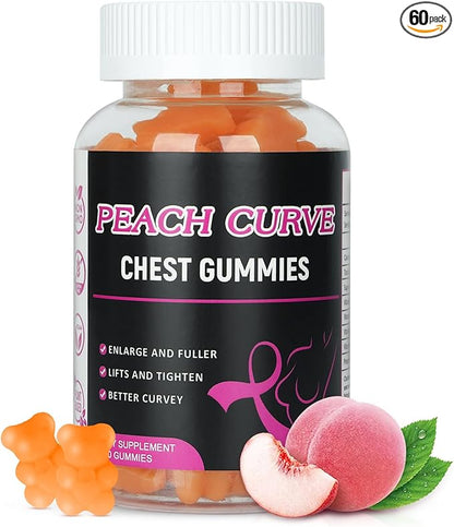Aromlife Chest Gummies for Enhance Confidence, Bear Shaped Chest Gummies with Herbal Ingredients, 60 Count, Peach Flavor Natural BBL Gummy for Women and Men