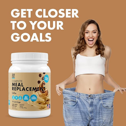 Yes You Can! Meal Replacement Shake - 20G Protein, 4G Fiber, 21 Vitamins & Minerals, 0G Added Sugar - Meal Replacement Protein Powder - Complete All-in-One Nutrition - 15 Servings (Coffee)