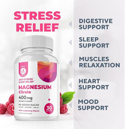 DR. MORITZ Magnesium Citrate Gummies Sugar-Free - Calm Magnesium Gummies Supplement for Children, Sugar -Supports Cardiovascular Health -Free Chews for Kids & Adults (30 Count)
