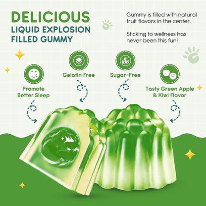 Magnesium Glycinate Gummies for Kids: Calm Magnesium Supplement for Kids & Adults with Zinc Citrate, GABA, Chamomile, Vitamin B6 & C - Sleep, Relaxation & Focus, Green Apple & Kiwi Flavor 120ct