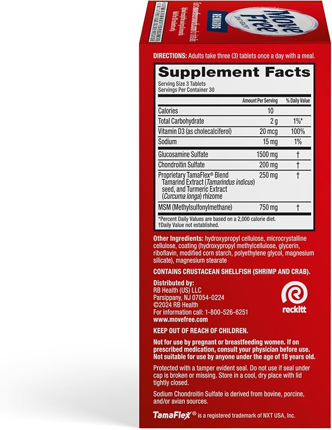 Move Free Advanced 5-Day Joint Support Supplement with Turmeric Curcumin & Tamarind (TamaFlex) Glucosamine, & Vitamin D3 for Joint Health, Bone Strength, Cartilage, and Knee Range of Motion. 90 Count