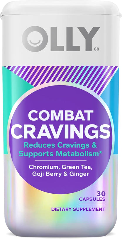 OLLY Combat Cravings, Metabolism & Energy Support Supplement,1000 mcg Chromium, Green Tea, Goji Berry, Ginger - 30 Count