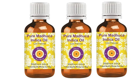 Deve Herbes Pure Madhuca Indica Oil (Madhuca Indica) Cold Pressed (Pack of Three)100ml X 3 (10 oz)