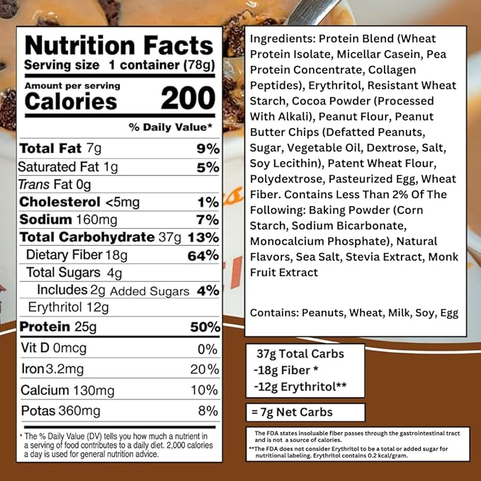 Bootylicious | High-Protein Muffin | 25g Protein, 7g Net Carbs, 2.32-2.75oz Cup, 12-Pack (Chocolate Peanut Butter)