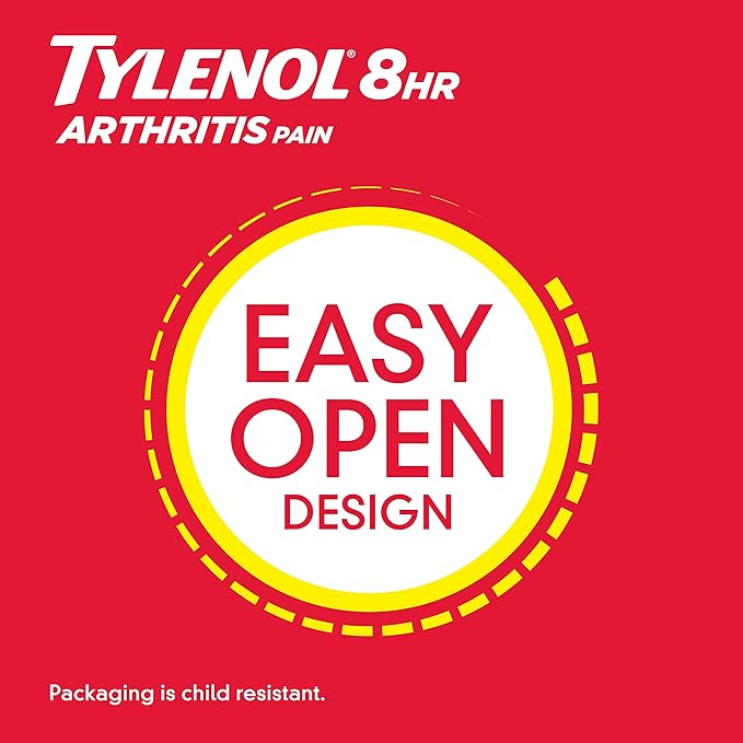 Tylenol 8HR Arthritis Pain Relief Caplets, Fast, Strong Pain Relief, 650 mg Acetaminophen for Minor Arthritis & Joint Pain, Fever Reducer, Extended Release, Won't Irritate Stomach, 100 Count