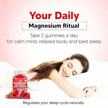 Lofux Magnesium Glycinate Gummies 400mg, Sugar Free Magnesium Gummies for Adults Women, Men, Chewable Supplement Gummy with L-Threonate, Vitamin D, B6, CoQ10 - for Calm, Sleep, Body Relaxation, 60 Ct