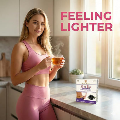 Hyleys Slim Tea Weight Loss Herbal Supplement with Acai Berry - Cleanse and Detox - 50 Tea Bags (1 Pack)