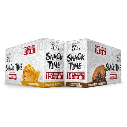 Rich Piana 5% Nutrition Snack Time | Squeezable Protein Shots | High Protein Snack Pouches | Convenient, Real Food Protein from Peanuts & Egg Whites | 10-Count (Peanut Butter)