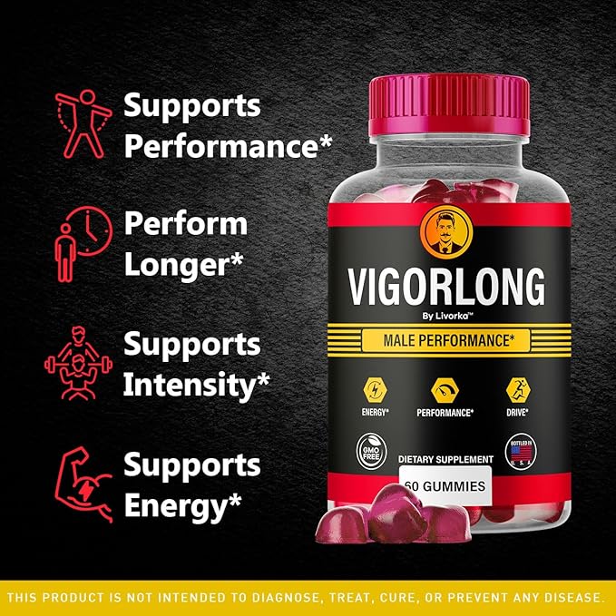 Vigorlong Gummies - Official VigorLongGummies for Men Premium Natural Support, Vigorlong Gummy Maximum Energy Advanced Support Formula for Overall Health & Wellness, 60 Gummies for 1 Month