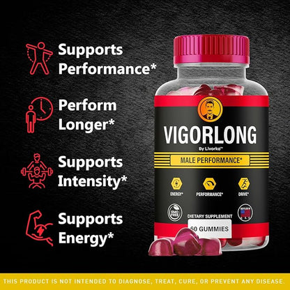 Vigorlong Gummies - Official VigorLongGummies for Men Premium Natural Support, Vigorlong Gummy Maximum Energy Advanced Support Formula for Overall Health & Wellness, 60 Gummies for 1 Month