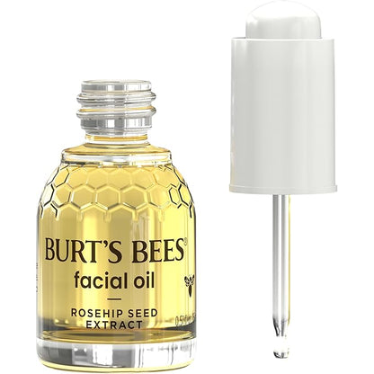 Burt's Bees Gua Sha Face Oil With Rosehip Seed Extract,Reduces Appearance of Fine Lines and Wrinkles,Use with Ice Roller & Facial Tools,Natural Origin Skin Care,0.51 fl. oz.,(Pack of 2)