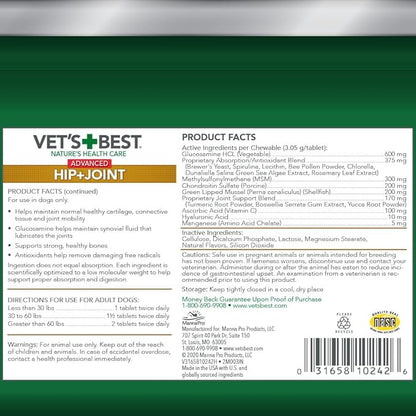 Vet's Best Advanced Hip & Joint Dog Supplements | Formulated with Glucosamine and Chondroitin to Support Dog Joint and Cartilage Health (3165810242)